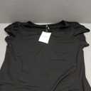 ETCYY NEW Womens Summer Dresses Mesh Hem Petal Short Sleeve Dress Floral Print Daily Sundresses with Pockets Black L