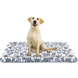 VANKEAN Dog Crate Pad Bed Mat Reversible (Warm & Cool), Soft Pet Sleeping Mat Dog Bed for Crate Suitable for Small to XX-Large Dogs and Cats, Machine Washable Crate Beds, Grey Stone Pattern