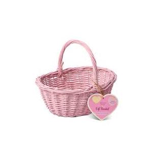 Pink Woven Oval Gift Basket, 9.6in × 7.7in × 8.9in