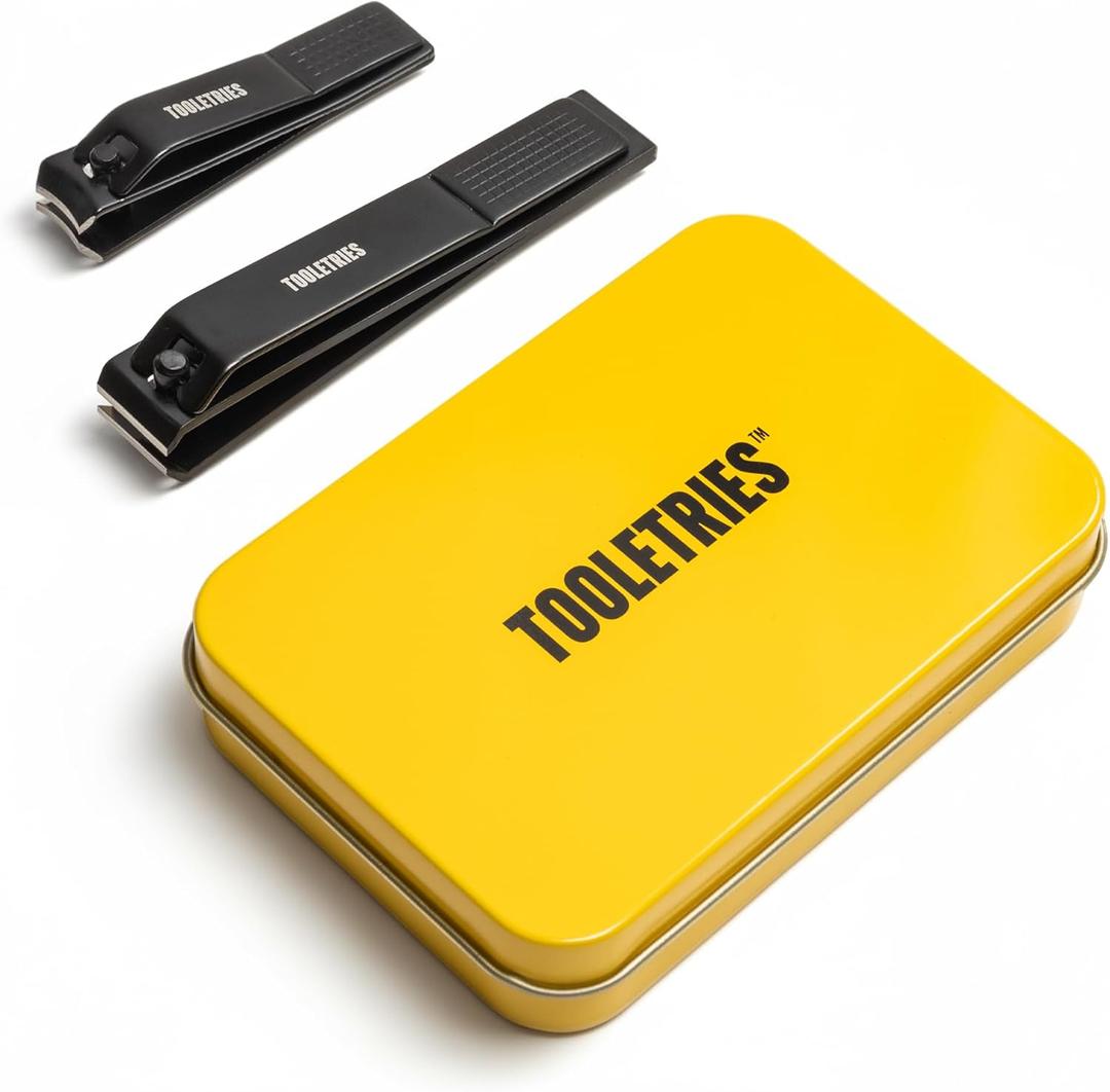 TOOLETRIES Nail Clipper Set - Stainless Steel Fingernail & Toenail Clippers for Men with Tin Case, Sharp Blades for Precision Trimming, Ergonomic Design, Durable