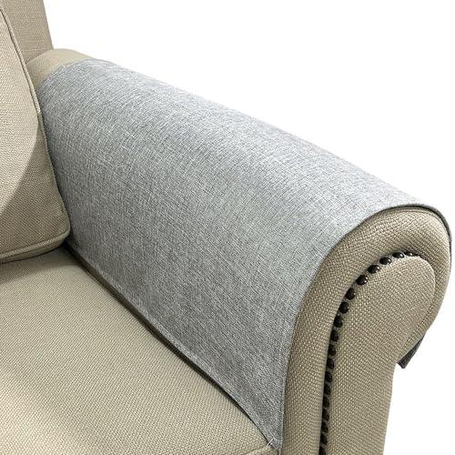 NOYOURS Couch Arm Covers, Anti-Slip Sofa Armrest Cover for Recliner, 2pc Washable Sofa Arm Covers, Dogs Cats Pet Scratch Proof Couch Arm Protectors, Light Grey, 24x28inch