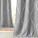NICETOWN Living Room Curtains 102 inches Length 2 Panels Burg, Silver Grey, Extra Long Blackout Curtains and Drapes for Large Window, Foil Printed Wave Lines Energy Saving Thermal Insulated Draperies