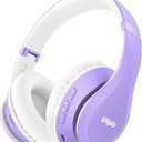 Uliptz Wireless Bluetooth Headphones, 65H Playtime, 6EQ Sound Modes, HiFi Stereo Over Ear Headphones with Microphone, Foldable Bluetooth 6.0 Headphone for Travel/Office/Cellphone/PC (Purple) (Standard)