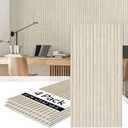 Olanglab Wood Slat Wall Panels 4 Pack, Acoustic Wall Panels, 47.24'' x 23.62" Each 3D Wall Panels for Interior Wall Decor (Light Oak-Grey Felt)