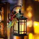 Vintage Candle Lantern with Flameless LED Light - Decorative Indoor & Outdoor Lanterns for Porch - Christmas (RED)