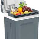 SHAREWIN Electric Cooler & Warmer with Handle 26.5 Quart/25L Portable Thermoelectric Fridge for Vehicles & Trucks with 110V AC & 12V DV, 12V Car Cooler for Camping, Travel Grey