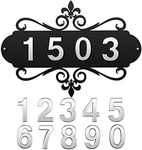 House Address Plaques Metal Address Sign Outside House Number Mailbox Number Sign for House Home Hotel Office Garden Decorative Wall Plaque(13.8 inch,Delicate Style)