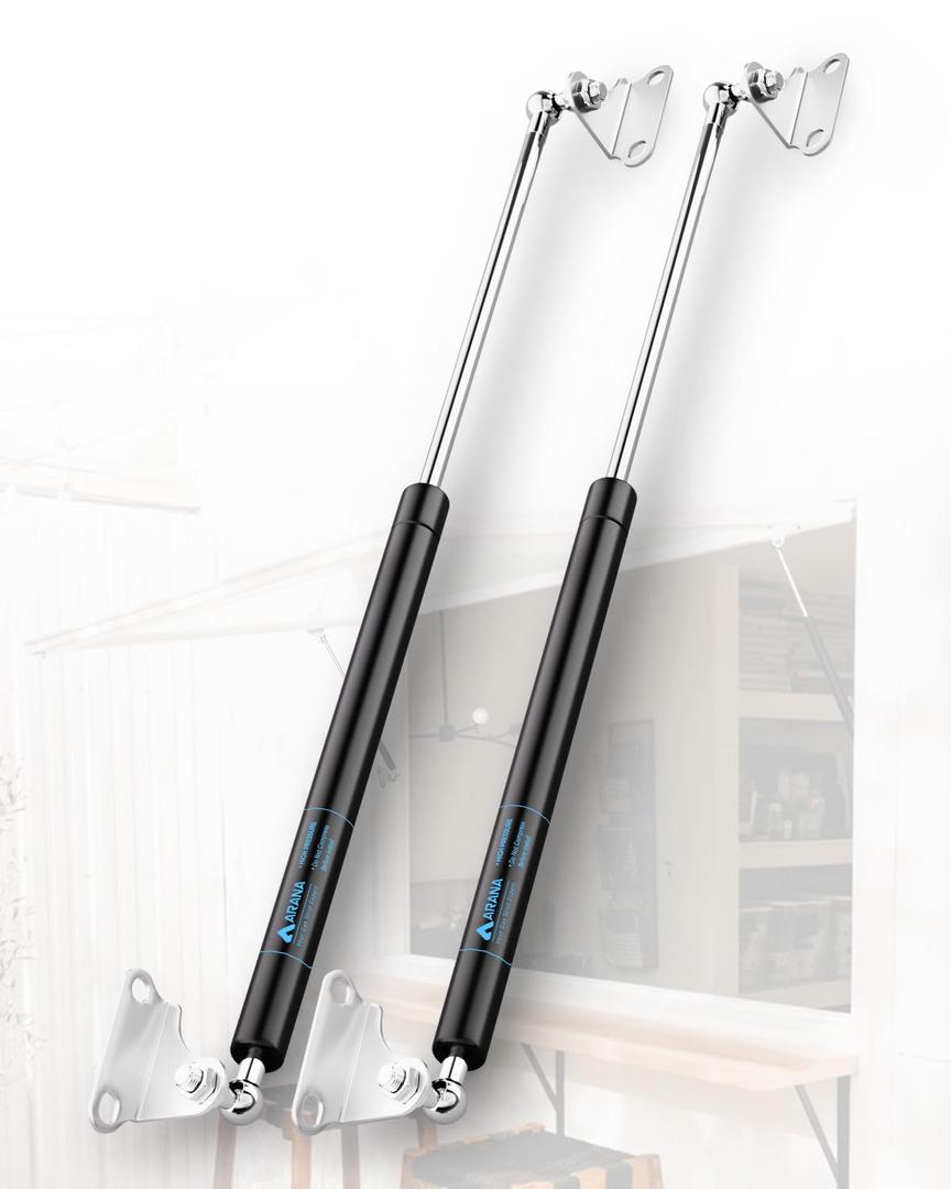 ARANA 28 inch 67 lb Gas Struts Shock Prop, 28" 298N/67LB Gas Struts Lift-Support with L-Type Mounting Brackets for RV Bed TV Cabinet Door Floor Hatch Truck Bed Cover Trap Door, 2Pcs