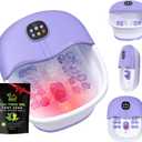 Collapsible Foot Spa Bath Massager with Heat Bubbles and Vibration Massage and Jets, 16OZ Tea Tree Oil Foot Soak Epsom Salt, WHALSTAR Foot Bath Bucket With Red Light & Remote (Purple)