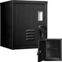 Suzile Lockable Storage Cabinet Metal Lockable Steel Storage Cabinet Organizer Lockers for Employees Vertical Metal Cabinets End Side Table Steel Bedside with Shelf(Black)