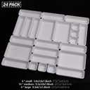 Set of 24 Interlocking Desk Drawer Organizer Tray Dividers Plastic Shallow Narrow Drawers Organizers Separators Storage Bins Container for Kitchen Bathroom Makeup Office Vanity Bedroom Dresser White