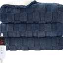Electric Heated Throw Blanket - Jacquard Checkered Sherpa 50"x60" Fast Heating Bed Blankets with 6 Heating Levels & 4 Hours Auto Off, Over-Heat Protection ETL, Navy Blue