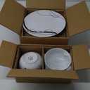 VEWEET Porcelain Dinnerware Sets for 4, 12 Pieces Plates and Bowls Set with Black and Grey Ribbon Lines, Dishes Set Dining Ware for Dinner, Microwave and Dishwasher Safe, Series FIONA