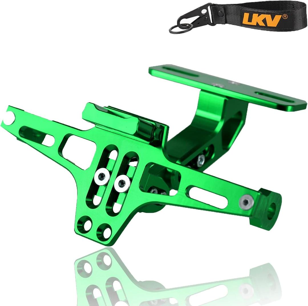 LKV Universal Motorcycle License Plate Bracket with LED Light Fender Eliminator Kit,CNC Aluminum Motorcycle License Plate Holder Mount