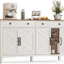 VASAGLE LIRY Collection - Buffet Cabinet, Coffee Bar Cabinet with 2 Drawers, Adjustable Shelves, Sideboard Storage with Cable Holes, Drawer Dividers, Rustic White and Honey Brown UBBK381W01
