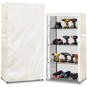 Rileytee Wire Shelf Cover,Heavy Duty 600D Dustproof Waterproof Shelf Covers for Shelving,Outdoor Storage Rack Cover for Wire Rack with Zipper,White,36.2" W x 20.5" D x 60" H