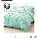 CozyLux Queen Comforter Set Mint Green, 7 Pieces Pintuck Bed in A Bag, Premium Green Comforter Queen Size, Pinch Pleat Bedding Sets with Comforter, Flat Sheet, Fitted Sheet, Pillowcases & Shams