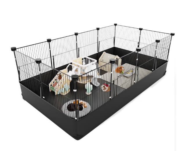 20 Panels Small Animal Playpen, 48" x 24" x 16" Pet Playpen with Waterproof Mat, C&C Cage for Guinea Pigs, Rabbit/Bunny/Baby Chicken Cage,Bunny/Puppy/Chicken Pen Indoor Outdoor Portable Metal Fence
