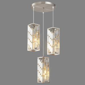 Brushed Nickel Pendant Lighting Modern Pendant Light, Mini Crystal Chandeliers,Adjustable Pendant Light Fixture for Kitchen Island Dinning Room Bedroom (3 Light)