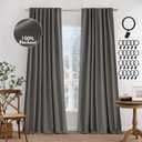 MIULEE 100% Blackout Curtains 90 inches Long, Linen Curtains for Bedroom Living Black Out Window Treatments Thermal Insulated Room Darkening Drapes Back Tab & Rod Pocket, Dark Gray, 2 Panels