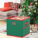 2 x Christmas Ornament Storage Box with Dividers 4 Removable Trays Christmas Storage Container Store Up to 64 Holiday Ornaments 3 Inch Christmas Ball Storage Container Bins for Xmas Decorations (Green)