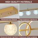 ORANOOR Modern Gold Chandeliers for Dining Room, 47in Dimmable LED Chandelier Linear Gold Pendant Light for Kitchen Island, Upgraded 6 Globe Hanging Pendant Chandelier Lighting (2 Rings, 4200lm)