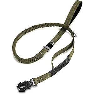 TINMARDA Heavy Duty Dog Leash with 2 Padded Handles & Advanced Easy Metal Clip, 46FT Shock Absorbing No Pull Dog Leashes for Medium Large Dogs That Pull (Army Green)