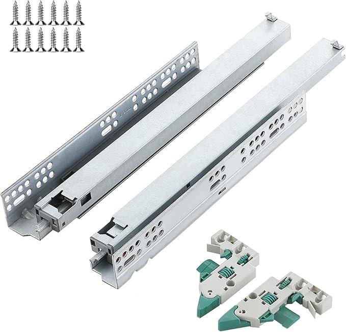 Full Extension Soft Close Undermount Drawer Slides 20 inch, 55LB Capacity Bottom/Under Mount Slow Close Cabinet Drawer Runners-1 Pair