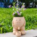 Funny Smiley Face Planter, Whimsical Flower Pot with Drainage Spout, Cute Succulent Planter for Indoor and Outdoor，Mother's Day Unique Gift for Plant Lovers