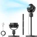 DR.PREPARE Compact Misting Pedestal Fan with Magnetic Mister, Quiet Air Circulator Standing Fan, 16-34" Adj. Height, 70Auto-Oscillation, 90 Up+10 Down Tilt, 3 Speeds for SmallMedium Patio Backyard