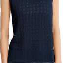 QUALFORT Sleeveless Tank Tops for Women, Crochet Summer Sweater Vest, Hollow Out Knit Casual Shirts, Beach Vacation Outfits (Blue, M)