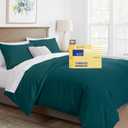 THREAD SPREAD Oversized King Duvet Cover, 600 Thread Count Sateen 3Pc Egyptian Cotton Duvet Cover Set, 100% Pure Cotton Comforter Cover, 2 Pillow Shams, Zipper Closure, 7 Corner Ties - (Teal)
