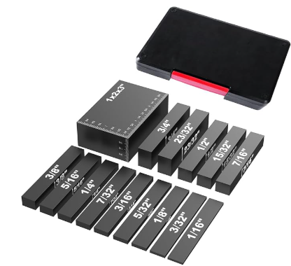 Setup Blocks Woodworking, 14PCS Metric Setup Blocks, Height Gauge Set Router Table Set, Aluminum Alloy High-precision Flat Cushion Measuring Lathe Tool,for Router and Table Saw(BLACK)