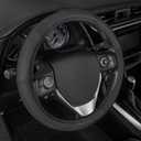 Motor Trend Perforated Microfiber Leather Steering Wheel Cover for Cars Trucks SUVs Vans, Sporty Racing Improved Grip Anti-Fatigue Ergonomic Design, Airbag Compatible - Fits Standard 15" Inch - Black