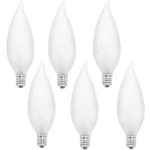 Candelabra Flame Tip Frosted,Frosted Flame Tip Chandelier Light Bulb, CA10 60W E12 Base, Decorative Incandescent Light Bulbs 120V for Chandeliers, Ceiling Fan Lights, Wall Sconces, Dimmable(6PACK)