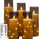 Flameless LED Candles with Timer 3 Pc Flickering Flameless Candles for Romantic Ambiance and Home Decoration Stable Acrylic Shell,with Embedded Star StringBattery Operated Candles