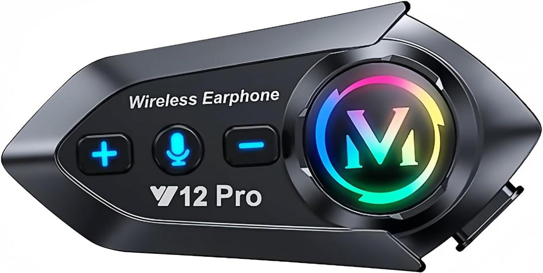 Motorcycle Helmet Bluetooth Headset 2 Way Intercom 550 Yards,HIFI Sound,Noise Cancellation,Music Share,1000mAh,Helmet Speakers Headphones FM,Easy to Connect/Use with Gloves,Waterproof,Voice Assistant