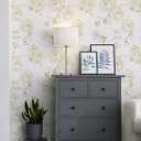Safiyya 118"x17.3" Peel and Stick Wallpaper Gold and White Contact Paper Rose Floral Wallpaper Self Adhesive Removable Wallpaper for Bedroom Covering Vinyl Rolls