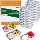 20 Sets Disposable Condiment Container with Lid, Double Compartment Plastic Container for Used for Travel Size Condiments, Snack, Dipping Sauce