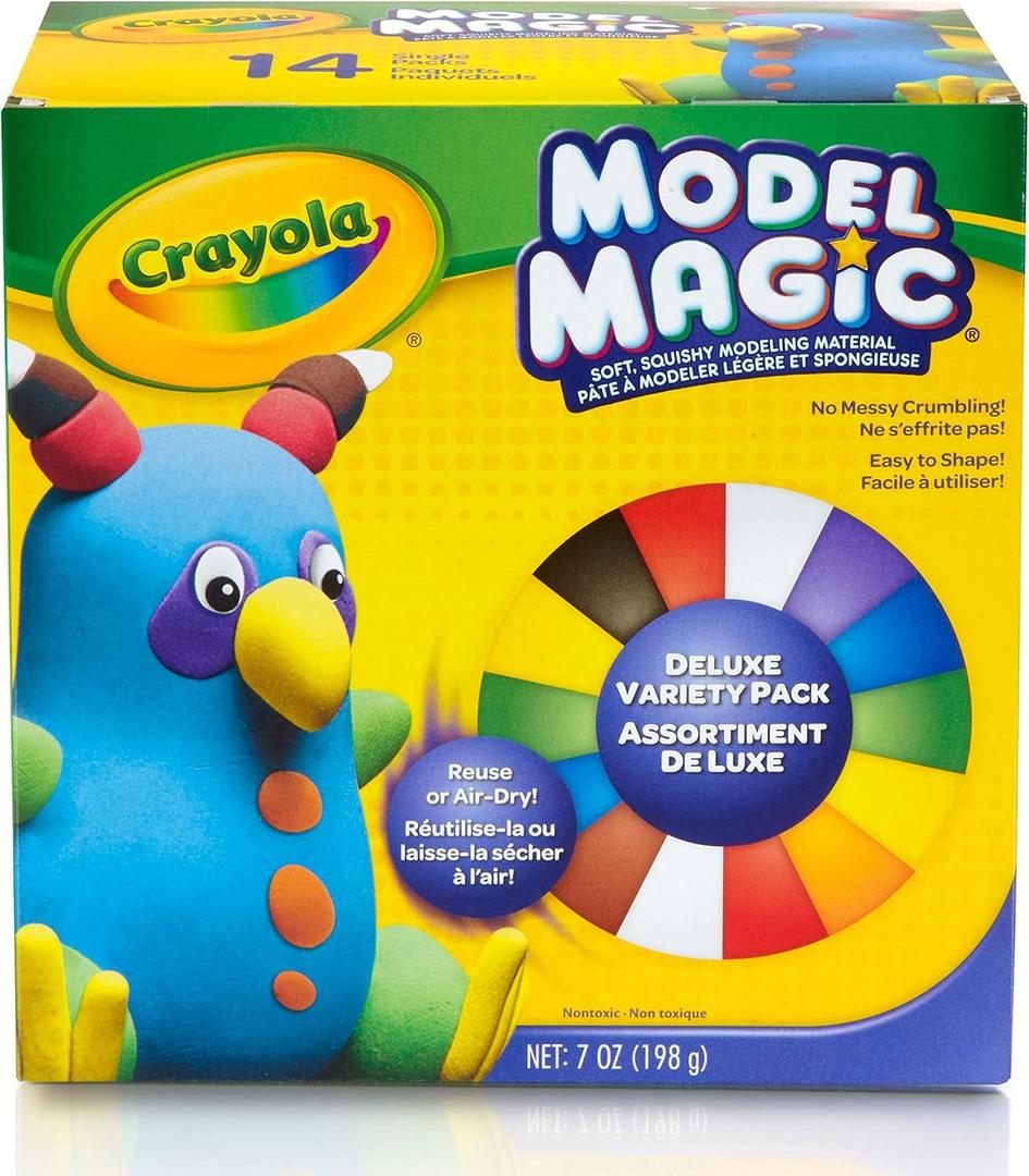 Crayola Model Magic Deluxe Variety Pack (8 Ct), Kids Air Dry Clay, 7oz, Bulk Modeling Clay Alternative, Arts & Craft Supplies for Kids, 4+