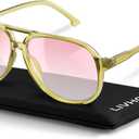 livho Trendy Polarized Aviator Sunglasses Women Men, Retro Sun Glasses for Women Men 2025, Oversized UV Protection Shades (Gold/Pink)