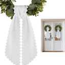 2 Pcs Scalloped Wreath Sash for Front Door Ruffle Wreath Ribbon for Yard Porch Garland Home Decor(White)