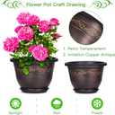 Plastic-Plant-Flower-Planters-16 Inch With Drainage Hole & Saucer, 3 Packs Lightweight Small Resin Flower Pot Indoor Outdoor, Retro Antique Imitation Decorative Garden Containers Sets For Houseplants
