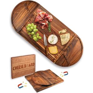 Extra Large 30 x 13 Magnetic Acacia Wood Charcuterie Boards Cheese Board Set with Handles, Serving Tray and Cutting Board Set, for Housewarming New Home Christmas Wedding Bridal Shower