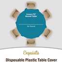 Exquisite 12-Pack Premium Plastic Tablecloth Pack of 12 Premium Plastic Tablecloth 84 Inch Round Table Cover - Turquoise