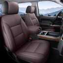 Coverado Chevy Silverado Seat Covers, Leather Car Seat Covers Custom Fit for Chevy Silverado GMC Sierra 2014-2018 1500, 2015-2019 2500HD 3500HD (Full Set, Brown)