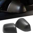 Carbon Fiber Mirror Cover Replacement Side View Mirror Cover, 2PCS Glossy Real Carbon Fiber Rearview Mirror Protection Cover Compatible with Tesla Model Y (Model Y-matte)