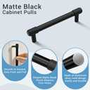 KNOBWELL 6 Pack Knurled Matte Black Solid 5 Inch（128mm） Hole Center Cabinet Handles Drawer Pulls for Kitchen Cabinet Pulls Cabinet Hardware,Aluminum Alloy Modern Cupboard Handles