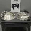 URPOWER 3-in-1 Elevated Dog Bowls - Mess Proof Double Deck 4 Height Adjustable Raised Stand with 2 Stainless Steel Food Bowls and Licking Plate for Small Medium & Large Dogs
