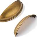 Khtumeware 10 Pack 3-3/4" Antique Brass Drawer Pulls Cabinet Cup Pulls Vintage Kitchen Hardware Cabinet Handles Drawer Handles Knobs 3-3/4 inch Hole Center